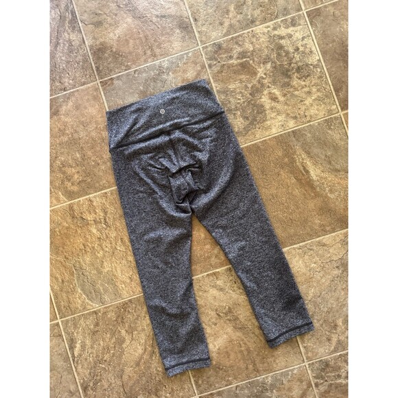 Lululemon Wunder Under Crop Leggings 21" Heathered Black Size 6 - Picture 3 of 11